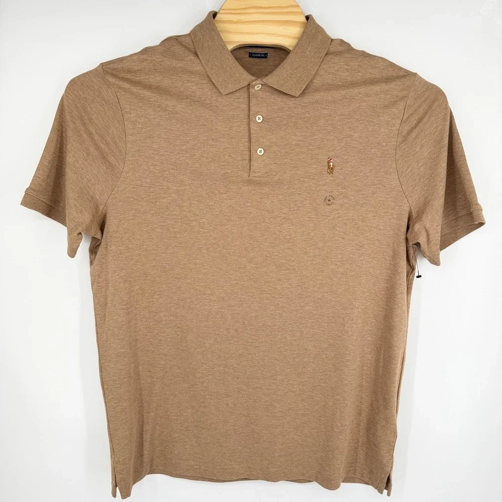 Polo Ralph Lauren Classic Fit Soft Cotton Polo Shirt XL Heather Brown Flesh Pony